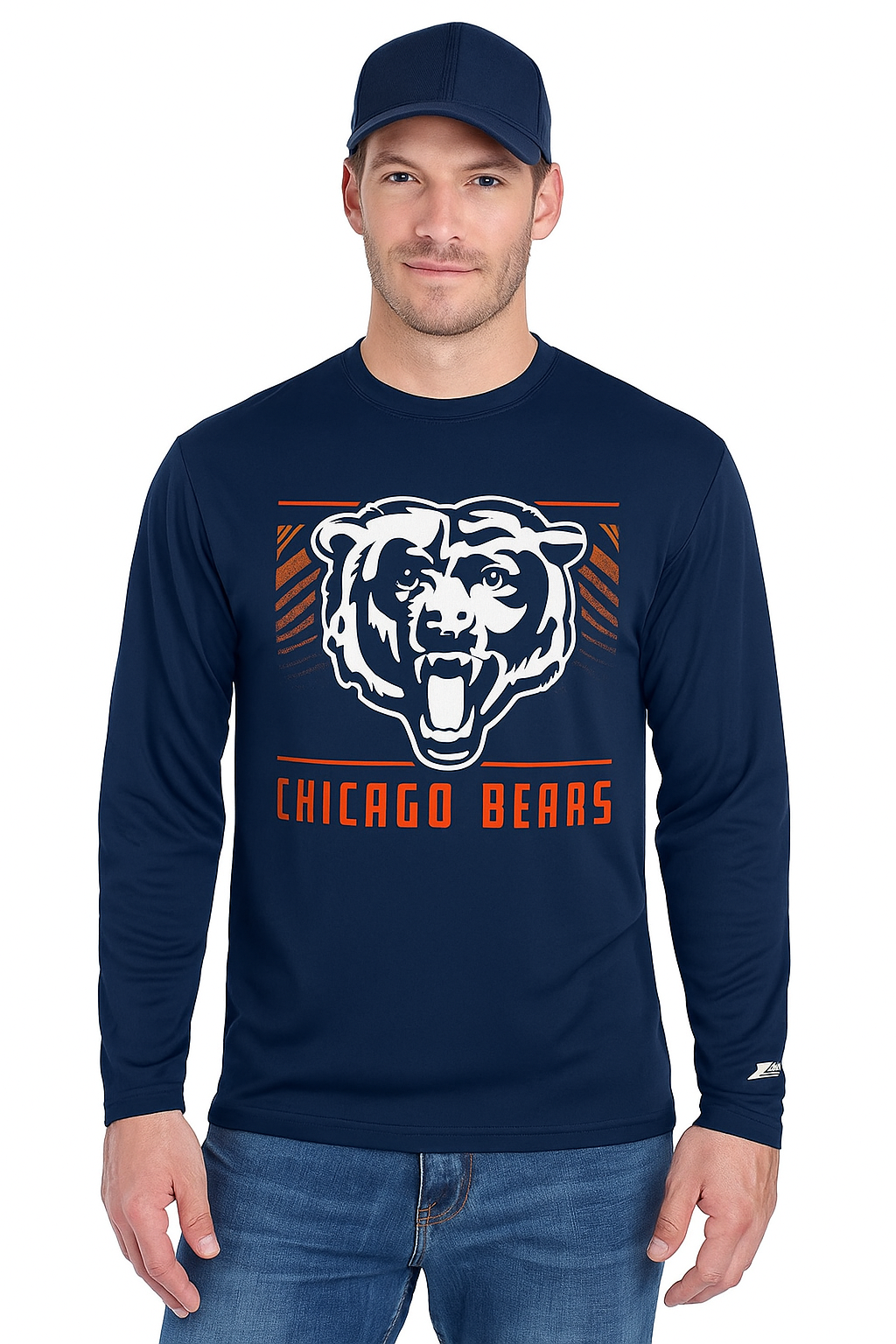 Zubaz NFL Men's Team Color Tunnel Long Sleeve T-Shirt, Chicago Bears
