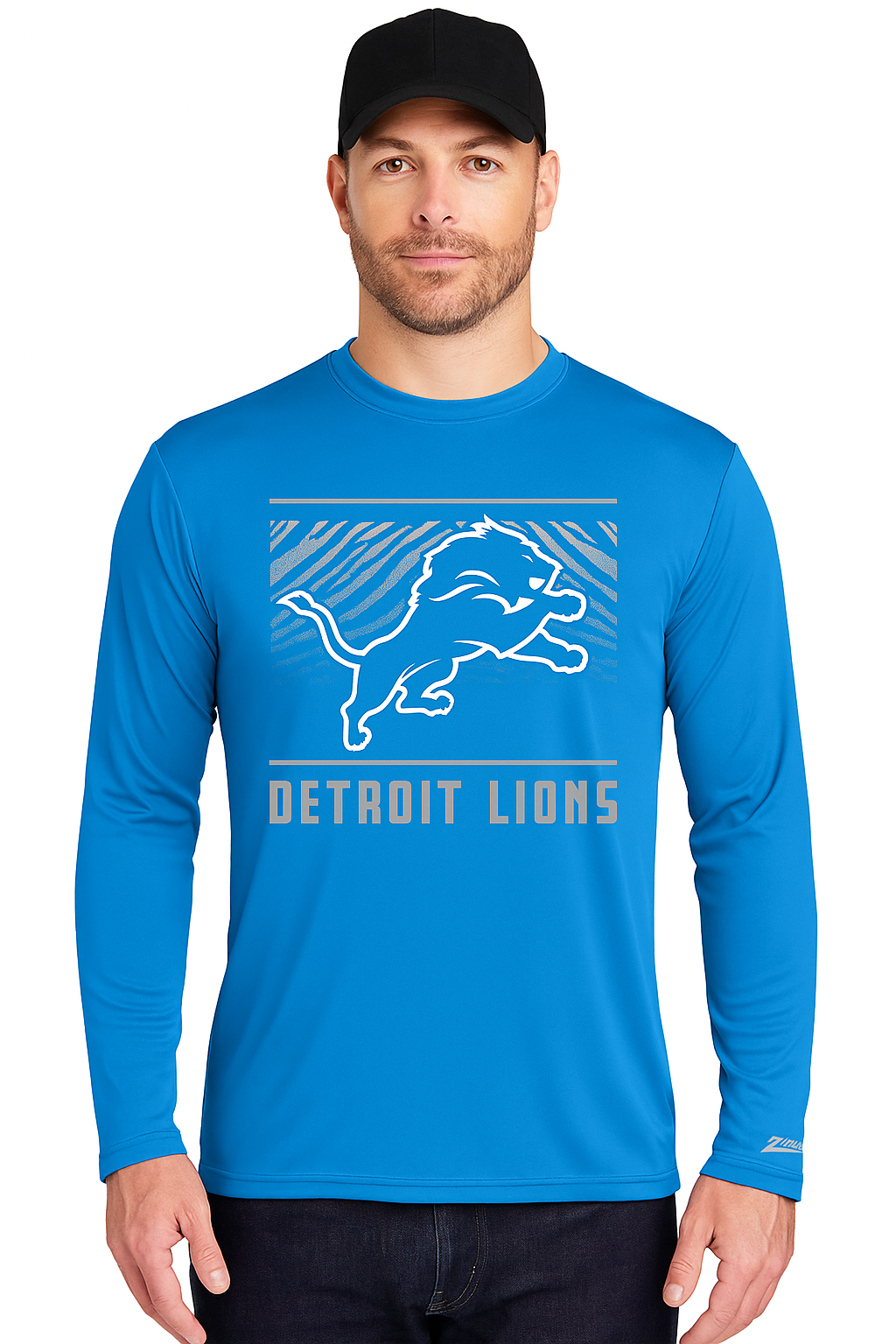 Zubaz NFL Men's Team Color Tunnel Long Sleeve T-Shirt, Detroit Lions