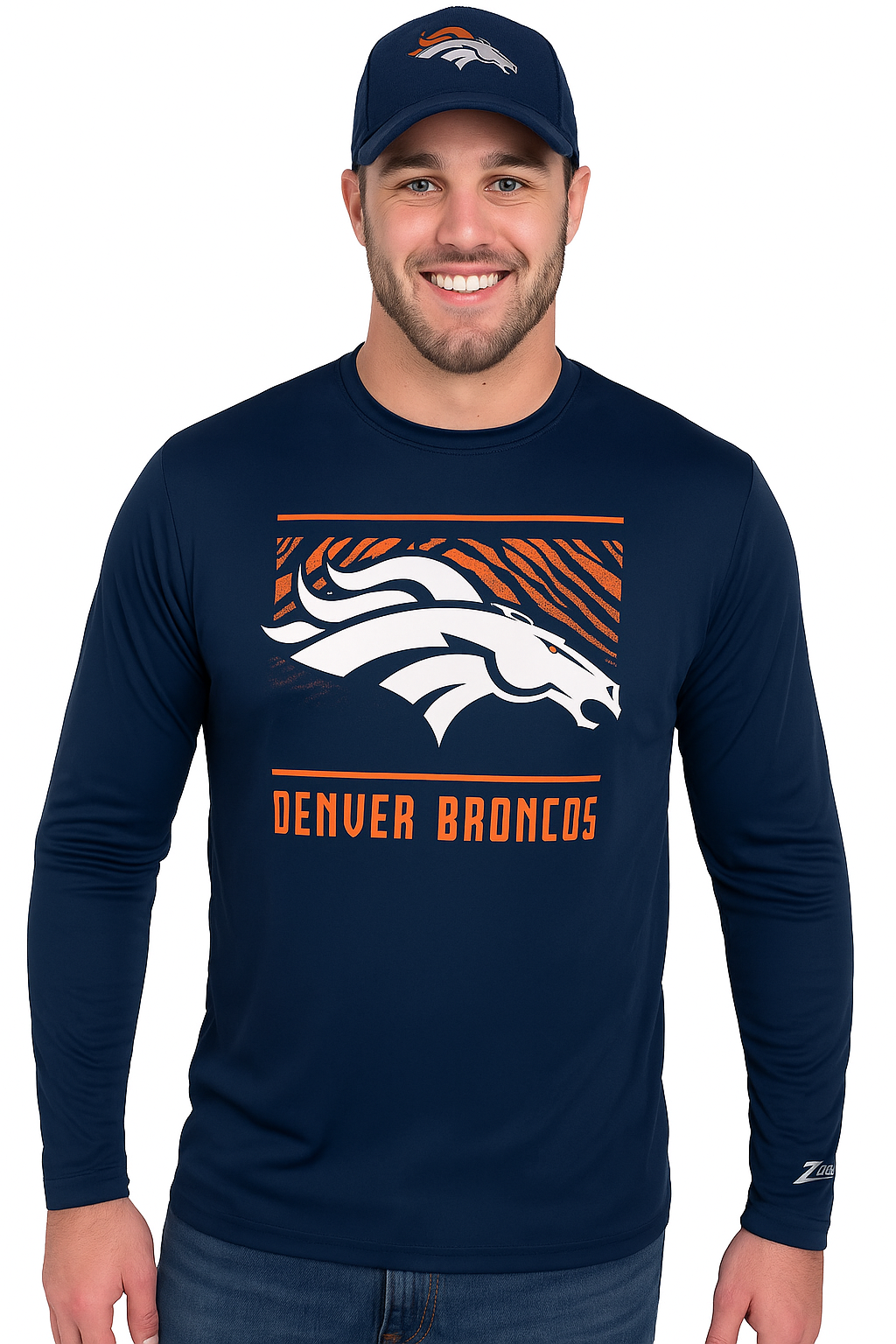 Zubaz NFL Men's Team Color Tunnel Long Sleeve T-Shirt, Denver Broncos