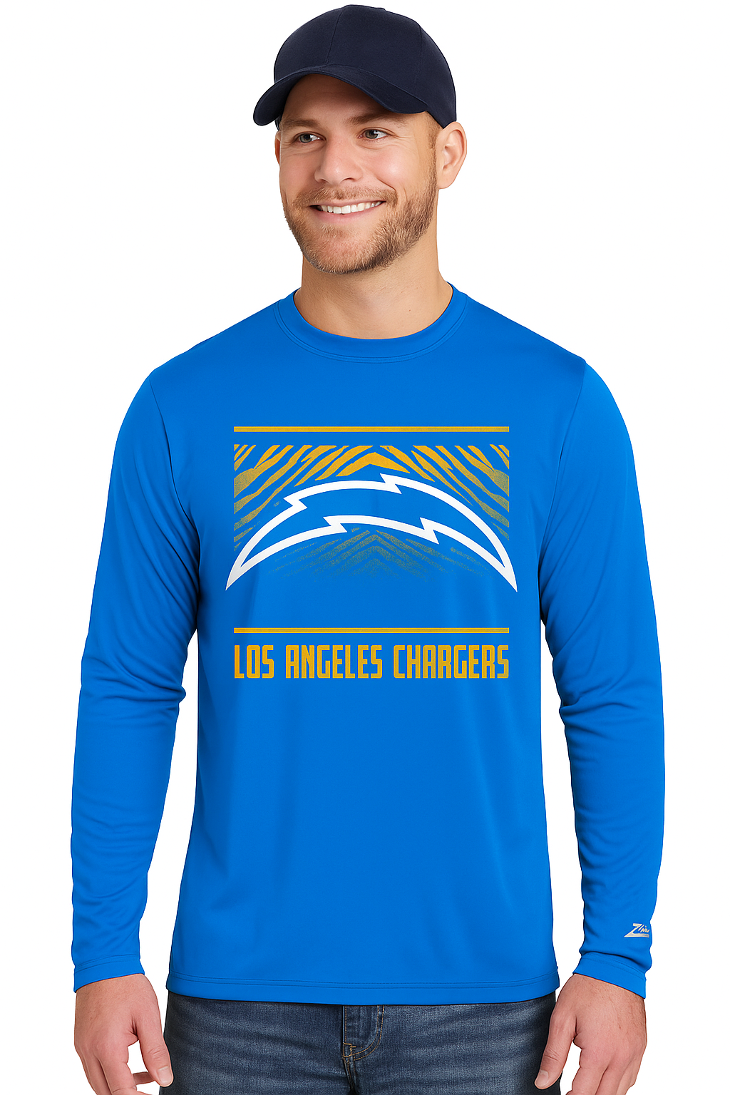 Zubaz NFL Men's Team Color Tunnel Long Sleeve T-Shirt, Los Angeles Chargers