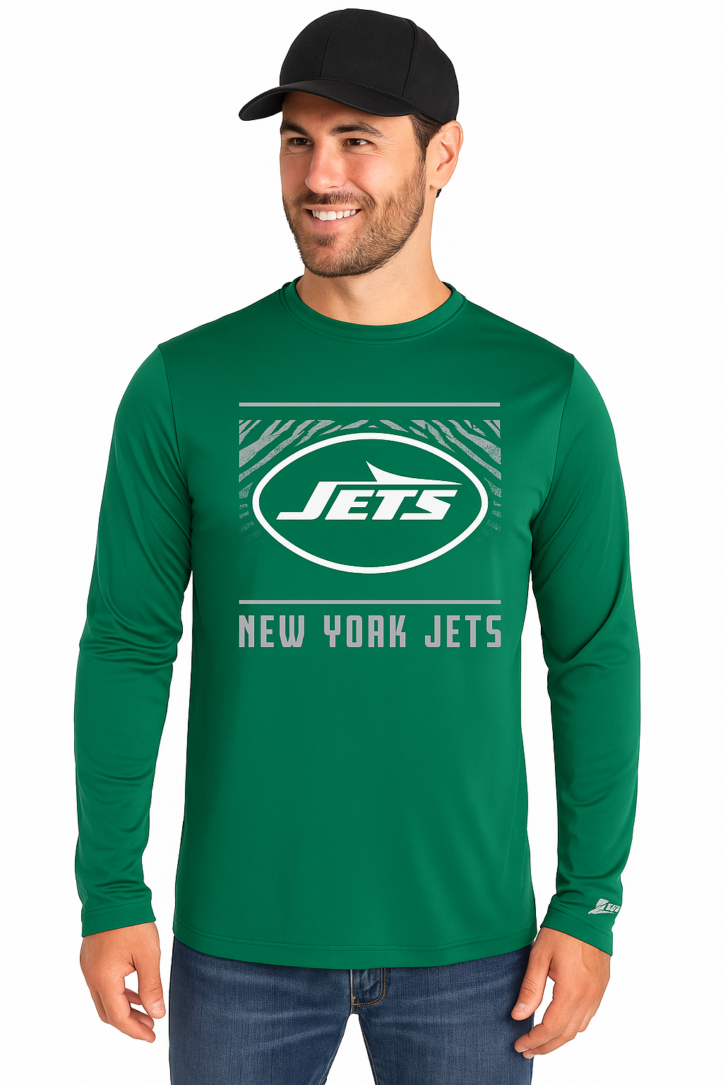 Zubaz NFL Men's Team Color Tunnel Long Sleeve T-Shirt, New York Jets