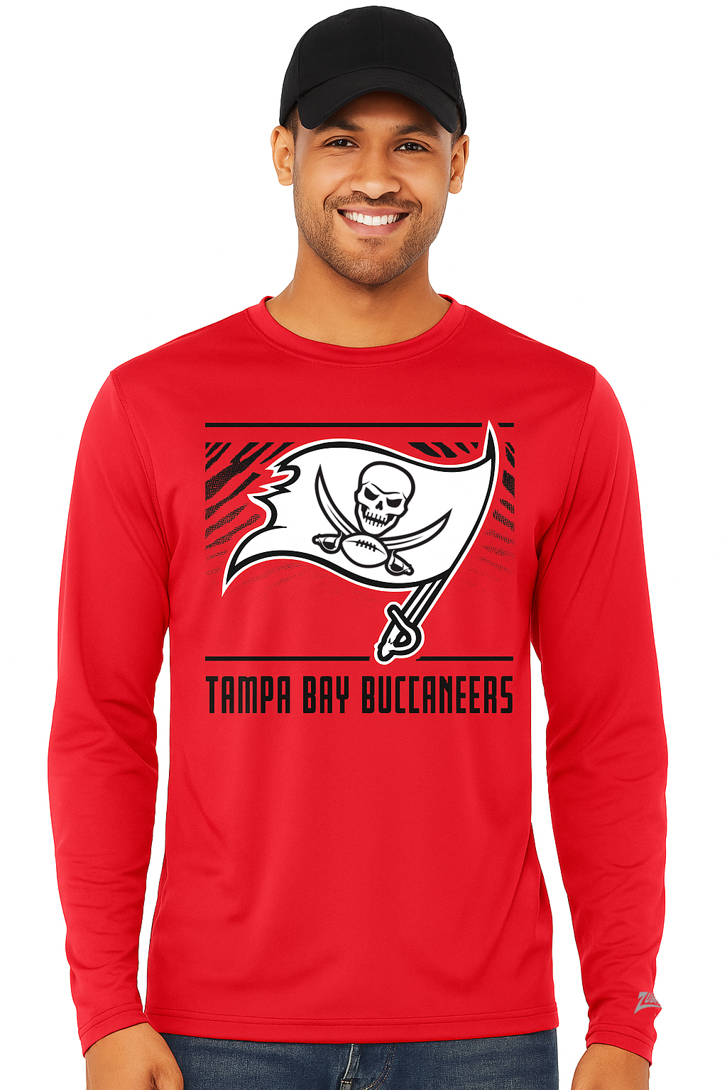 Zubaz NFL Men's Team Color Tunnel Long Sleeve T-Shirt, Tampa Bay Buccaneers