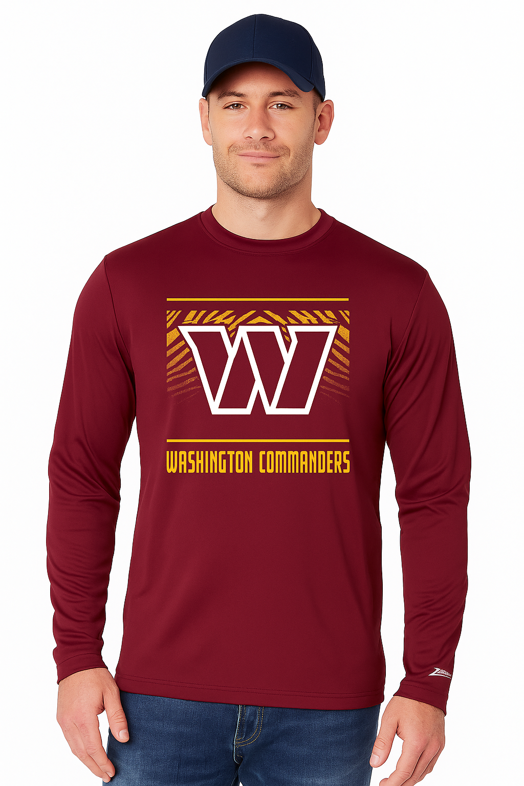 Zubaz NFL Men's Team Color Tunnel Long Sleeve T-Shirt, Washington Commanders