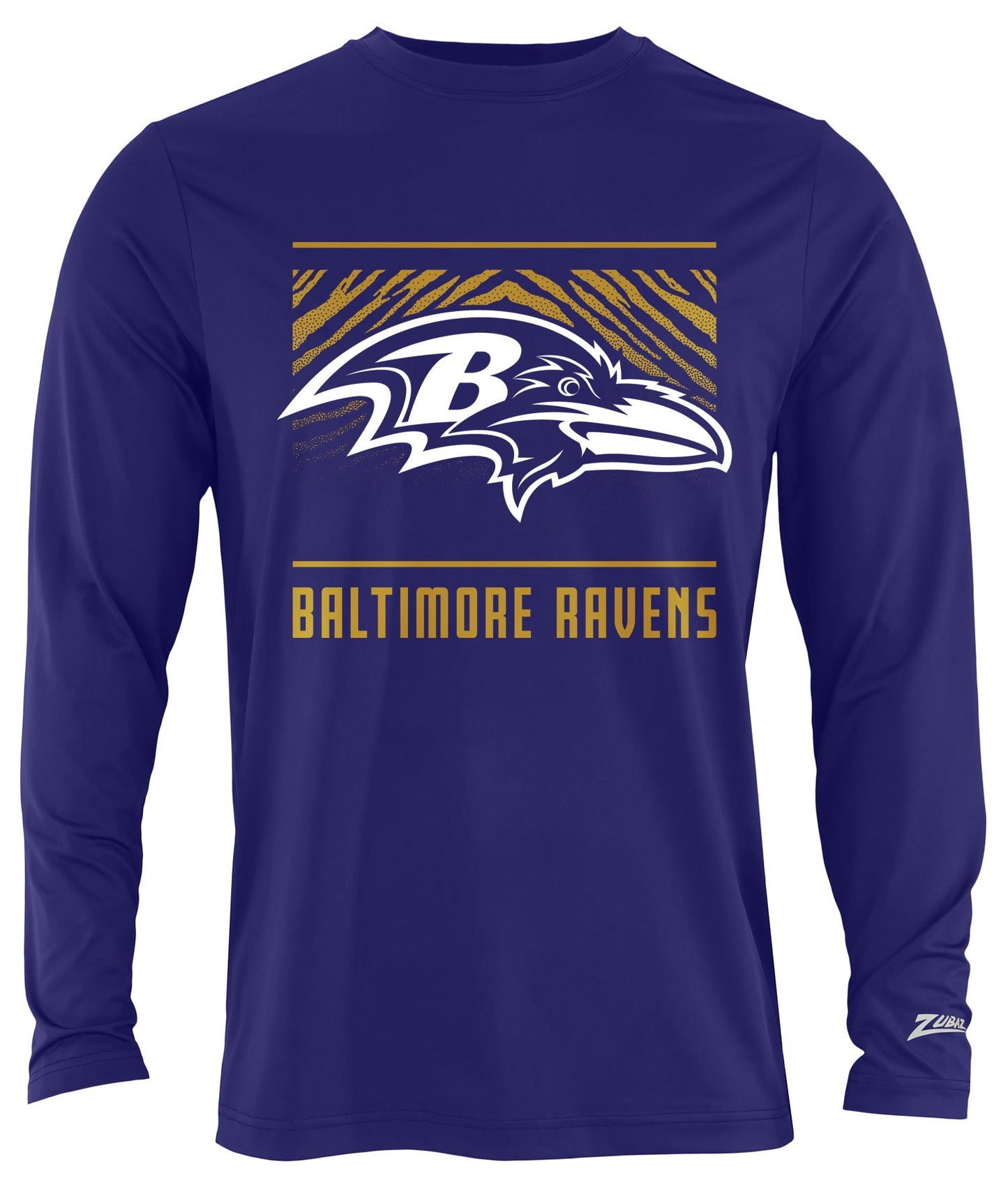 Zubaz NFL Men's Team Color Tunnel Long Sleeve T-Shirt, Baltimore Ravens