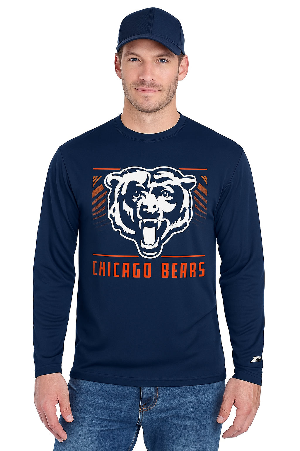Zubaz NFL Men's Team Color Tunnel Long Sleeve T-Shirt, Chicago Bears