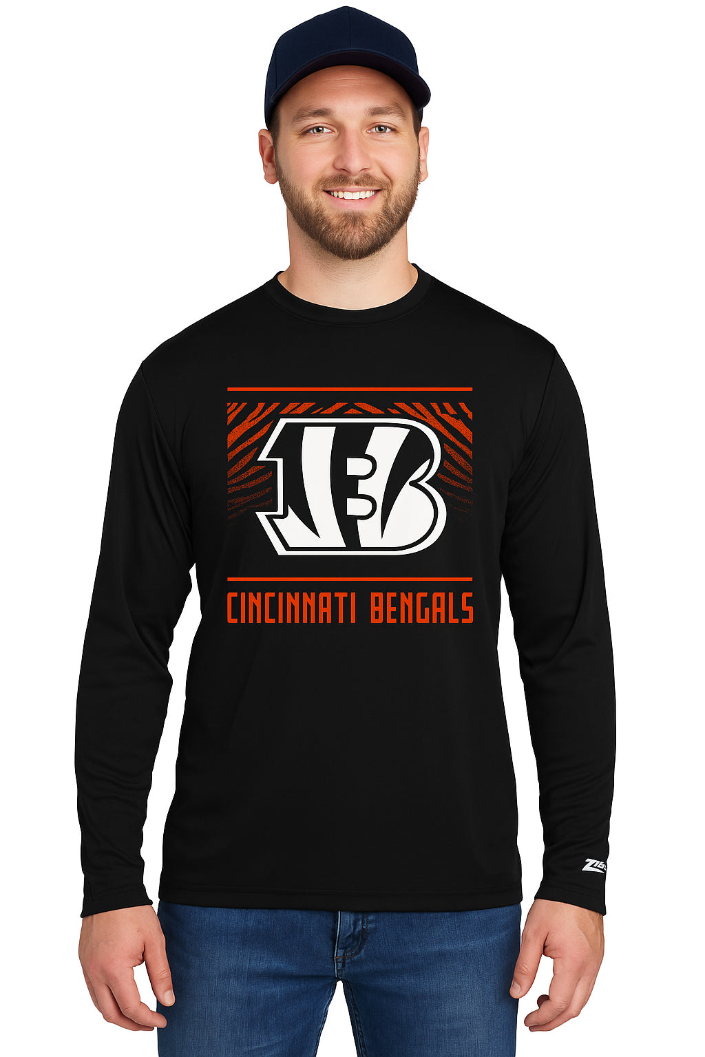 Zubaz NFL Men's Team Color Tunnel Long Sleeve T-Shirt, Cincinnati Bengals