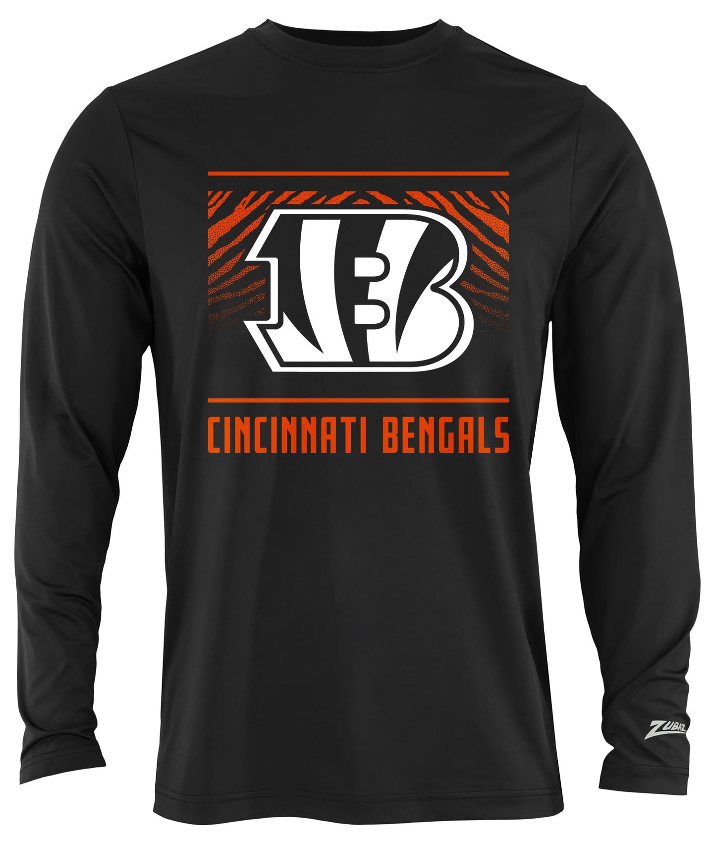 Zubaz NFL Men's Team Color Tunnel Long Sleeve T-Shirt, Cincinnati Bengals