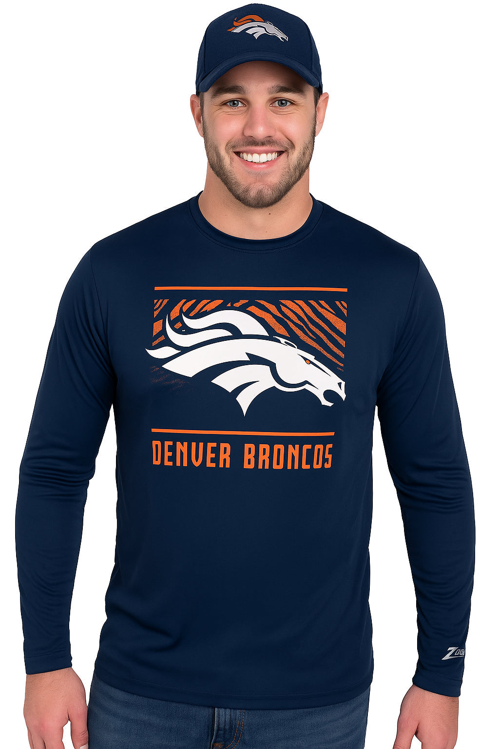 Zubaz NFL Men's Team Color Tunnel Long Sleeve T-Shirt, Denver Broncos