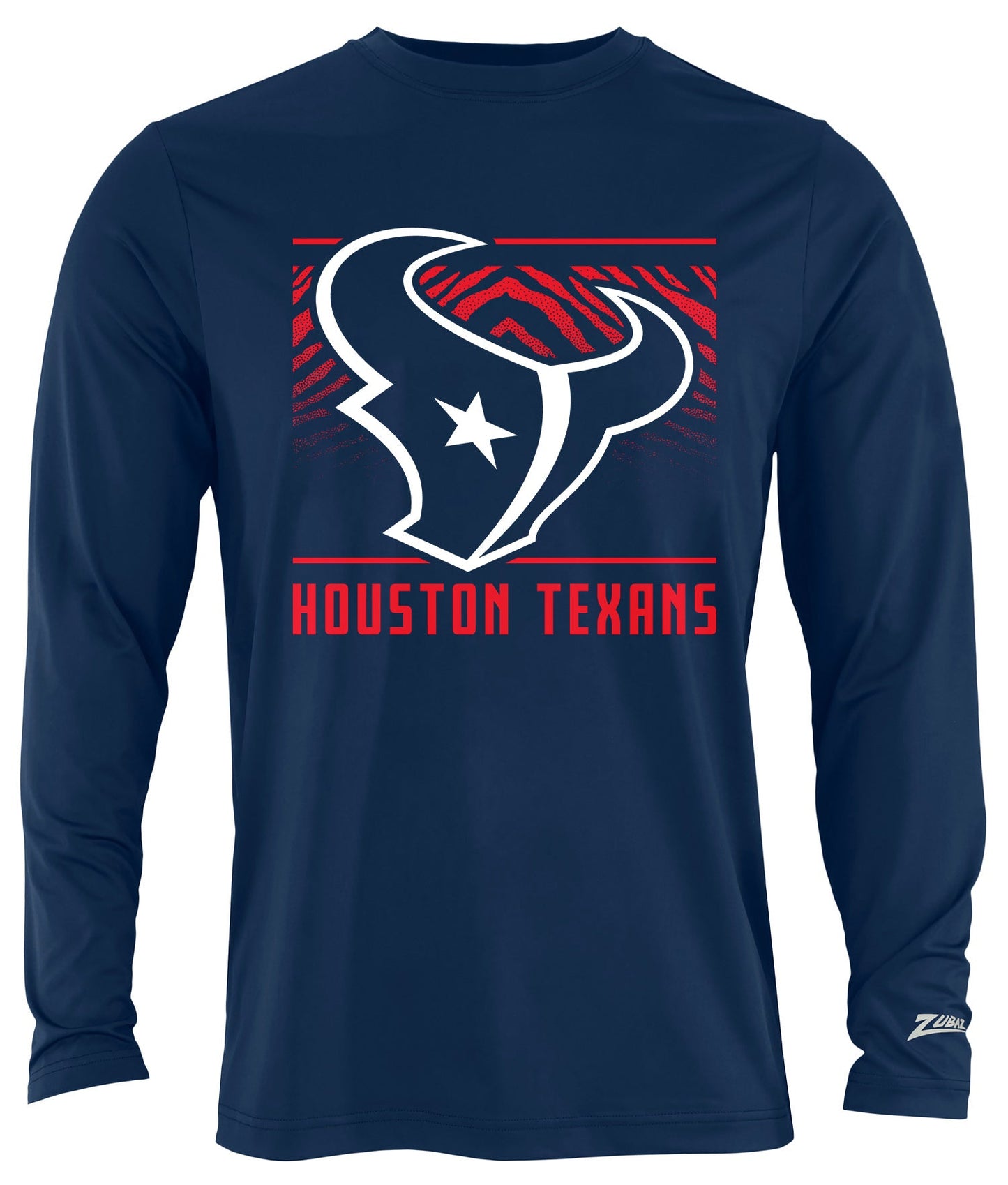 Zubaz NFL Men's Team Color Tunnel Long Sleeve T-Shirt, Houston Texans