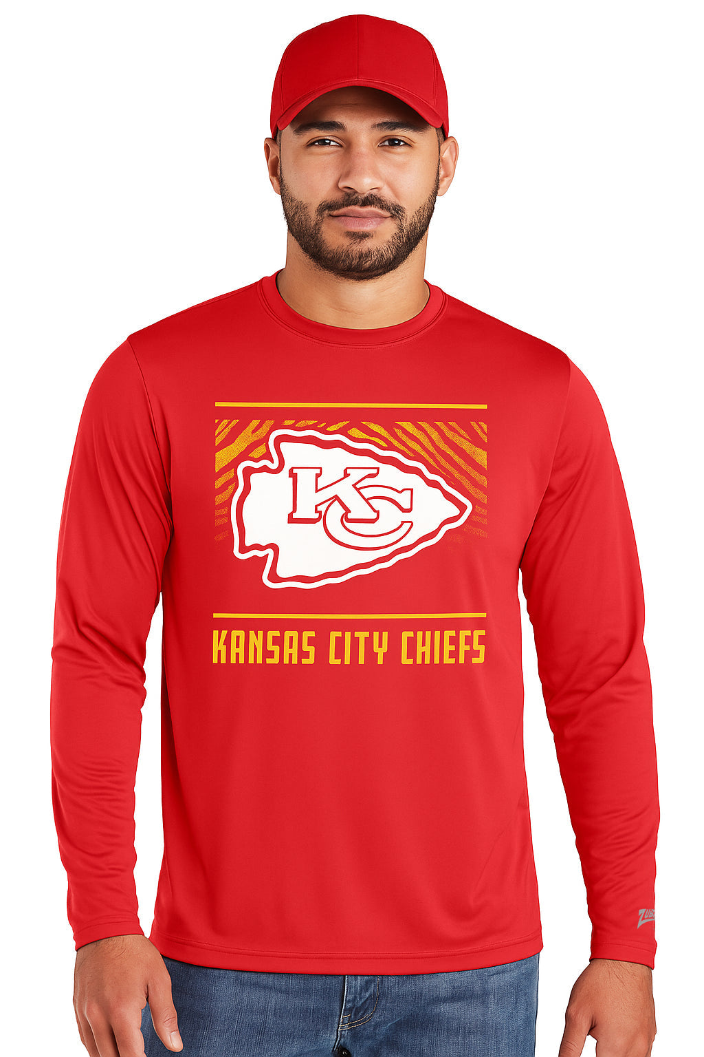 Zubaz NFL Men's Team Color Tunnel Long Sleeve T-Shirt, Kansas City Chiefs