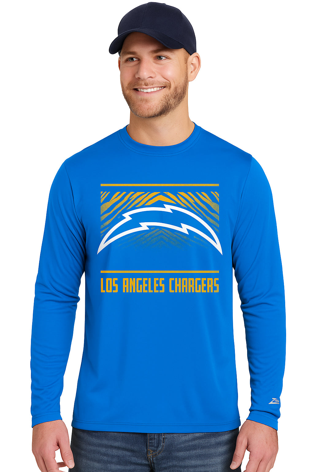 Zubaz NFL Men's Team Color Tunnel Long Sleeve T-Shirt, Los Angeles Chargers