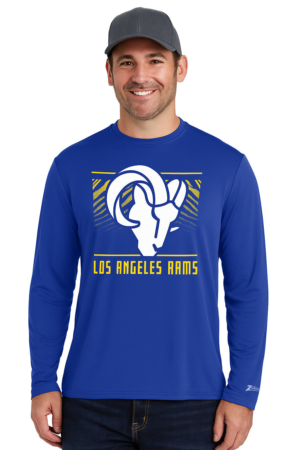 Zubaz NFL Men's Team Color Tunnel Long Sleeve T-Shirt, Los Angeles Rams