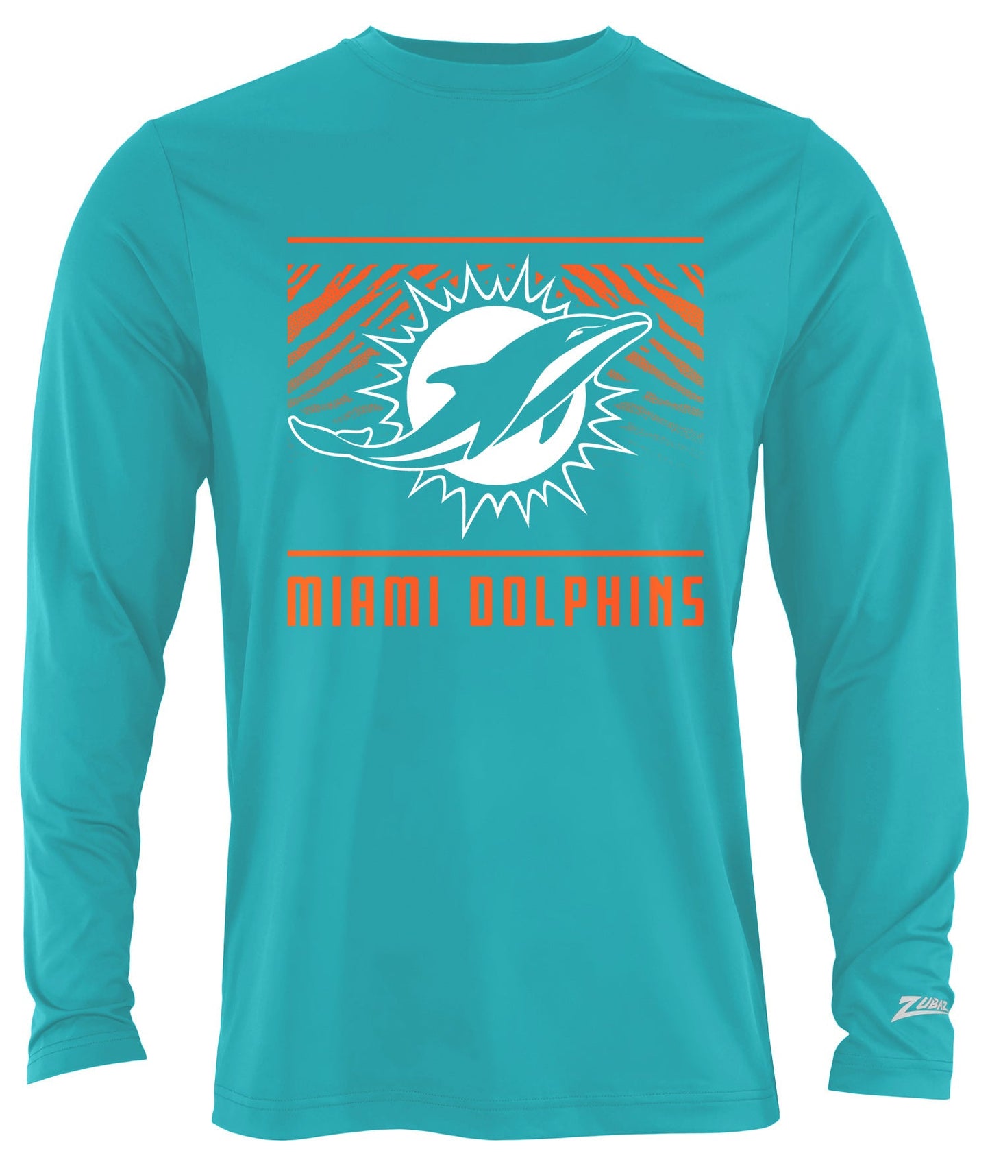 Zubaz NFL Men's Team Color Tunnel Long Sleeve T-Shirt, Miami Dolphins