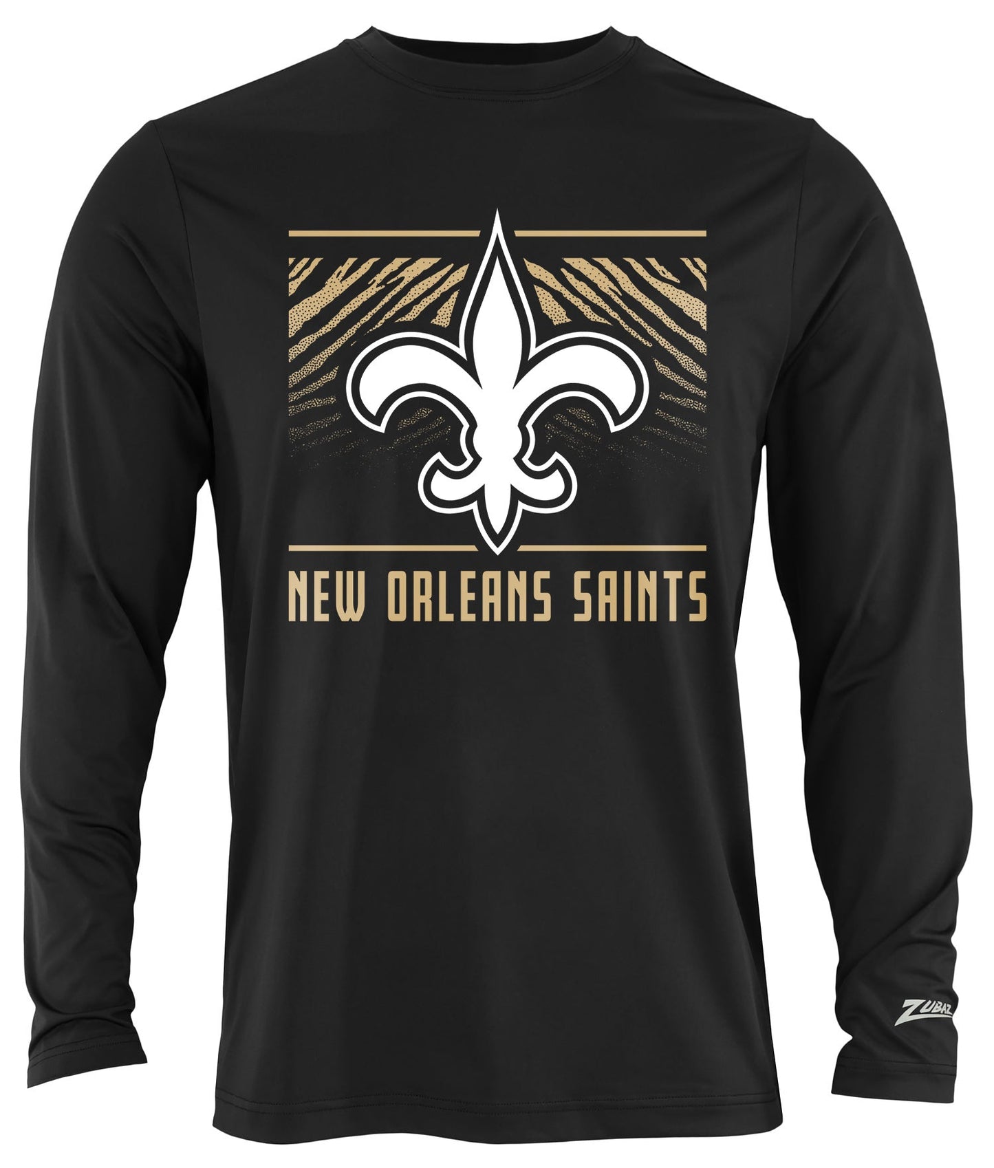 Zubaz NFL Men's Team Color Tunnel Long Sleeve T-Shirt, New Orleans Saints
