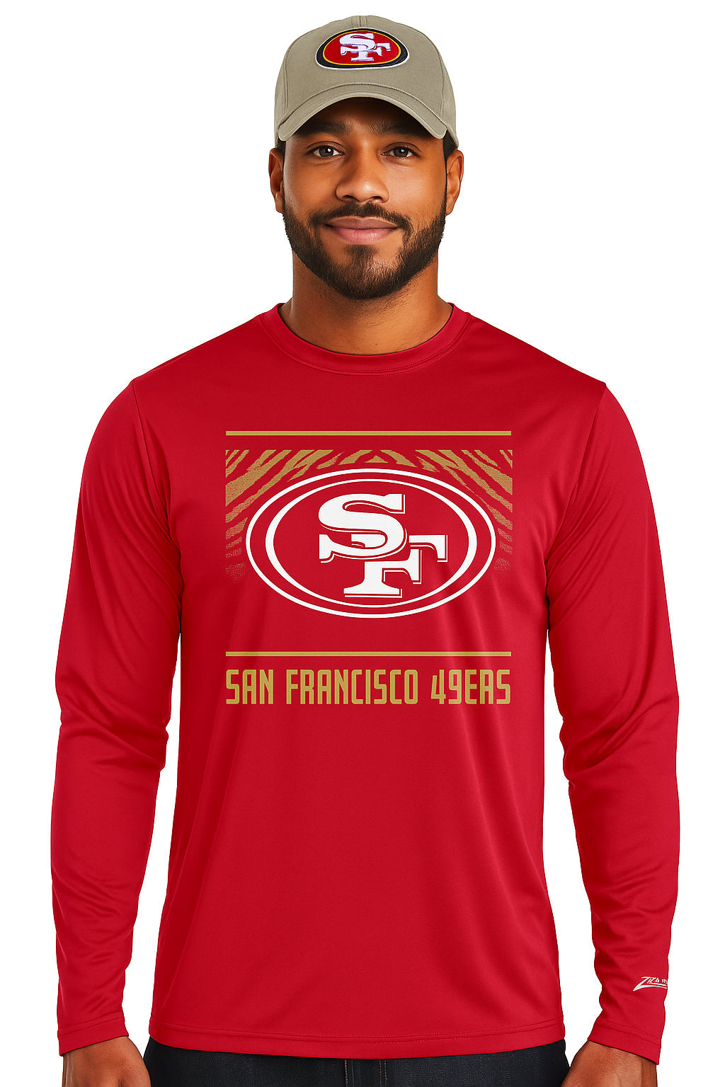 Zubaz NFL Men's Team Color Tunnel Long Sleeve T-Shirt, San Francisco 49ers