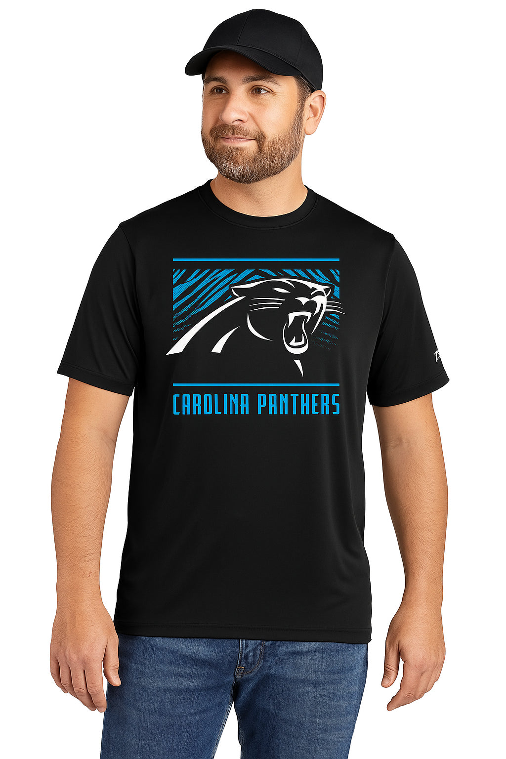 Zubaz NFL Men's Tunnel Primary Short Sleeve T-Shirt, Carolina Panthers