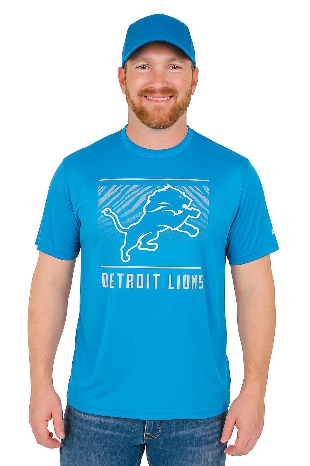 Zubaz NFL Men's Tunnel Primary Short Sleeve T-Shirt, Detroit Lions