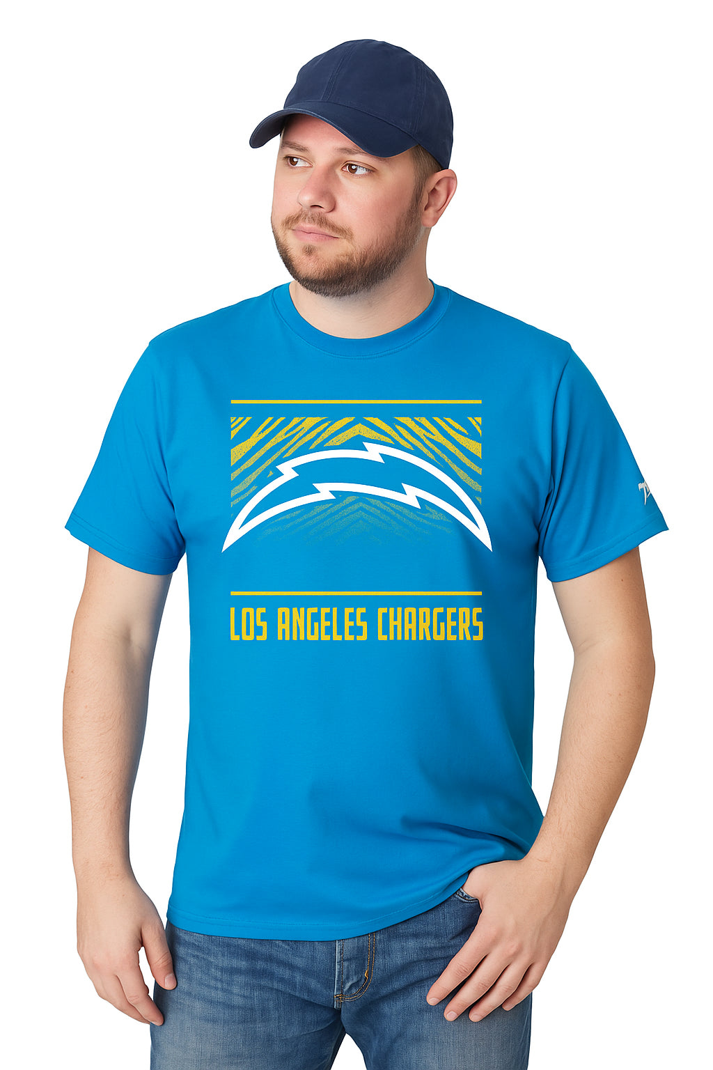 Zubaz NFL Men's Tunnel Primary Short Sleeve T-Shirt, Los Angeles Chargers