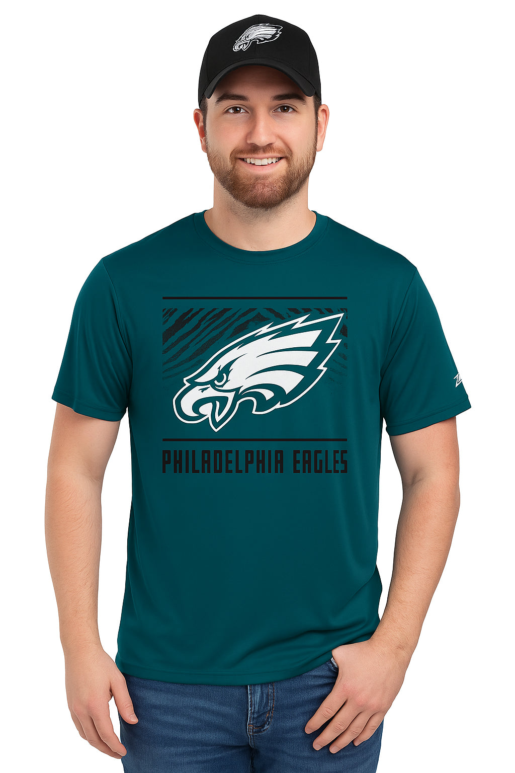 Zubaz NFL Men's Tunnel Primary Short Sleeve T-Shirt, Philadelphia Eagles