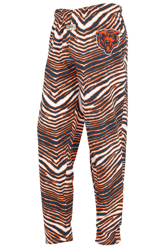 Zubaz NFL Adult Unisex for Men and Women Z88 Embroidered Zebra 3 Color Pants, Chicago Bears