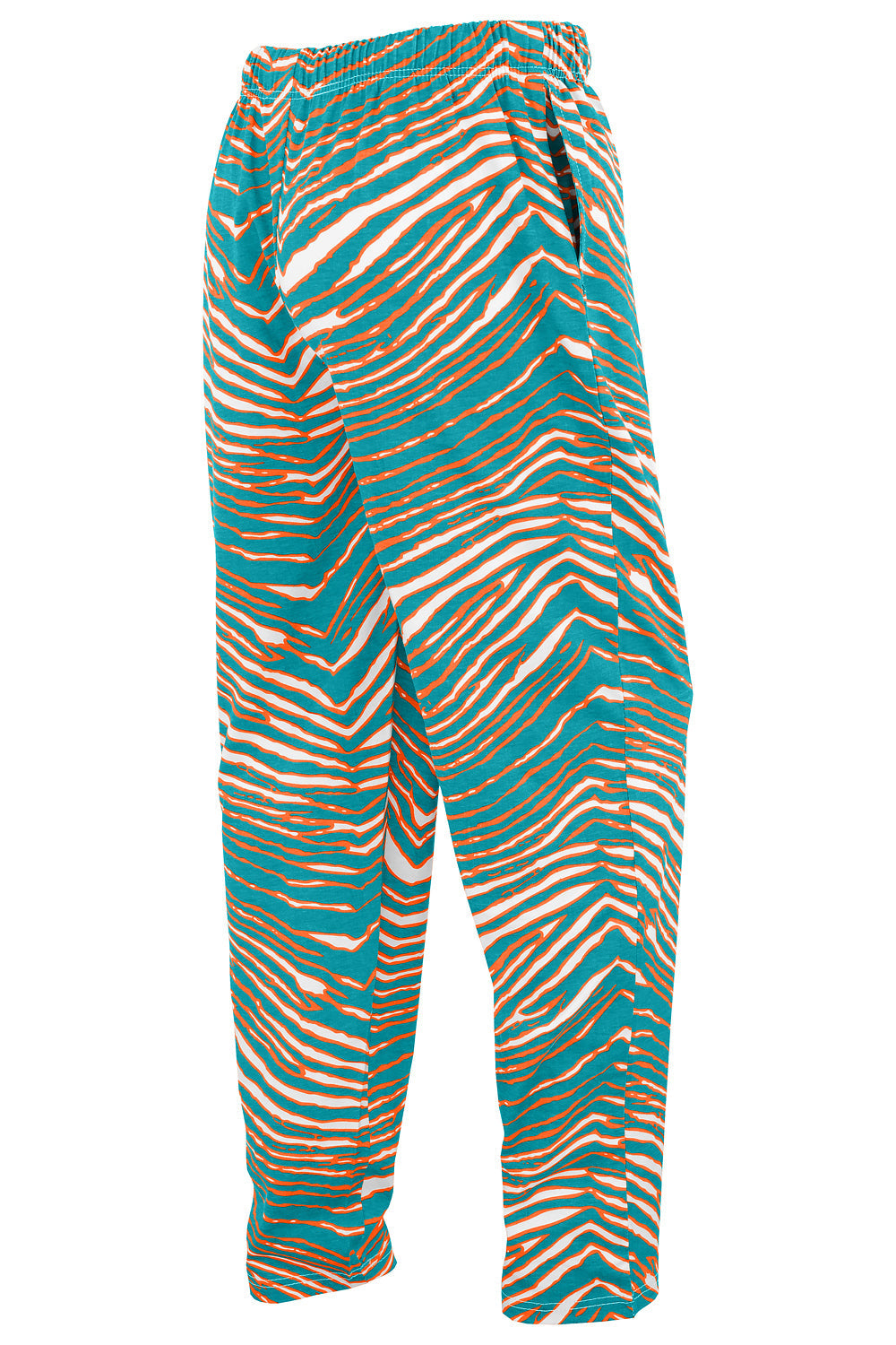 Zubaz NFL Adult Unisex for Men and Women Z88 Embroidered Zebra 3 Color Pants, Miami Dolphins
