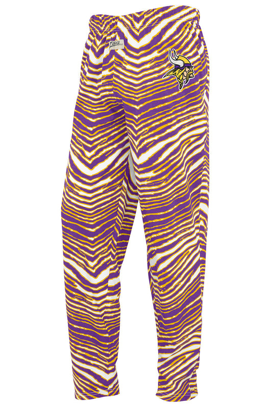 Zubaz NFL  UNISEX Z88 3 Color Zebra - Direct Embroidered Logo Pants, MINNESOTA VIKINGS