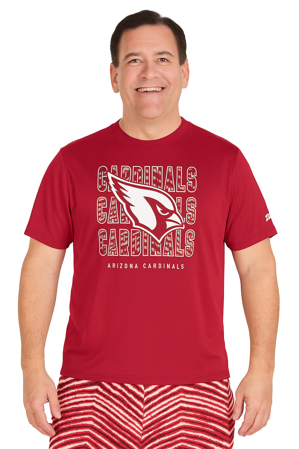 Zubaz NFL Men's Repeat Play Primary Team Color Short Sleeve T-Shirt, Arizona Cardinals