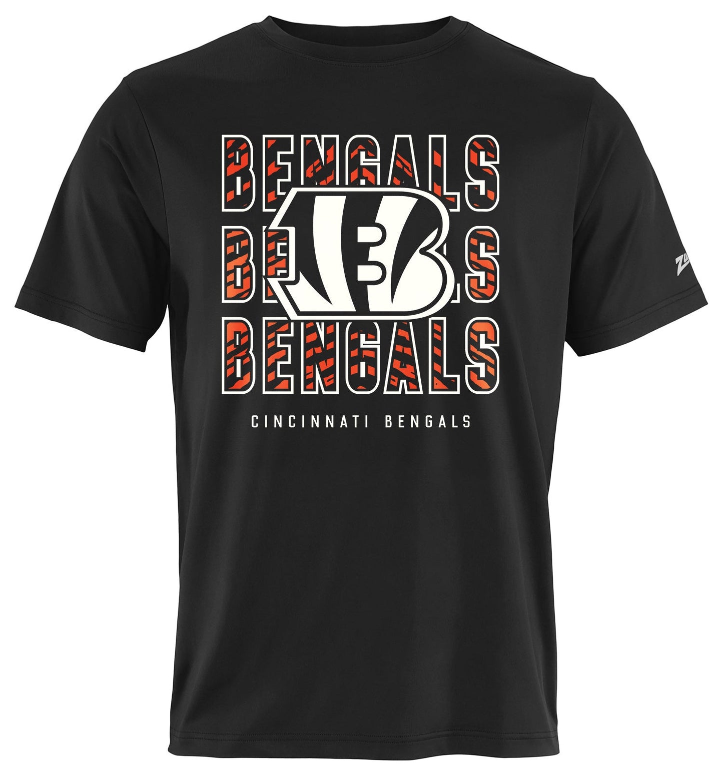 Zubaz NFL Men's Repeat Play Primary Team Color Short Sleeve T-Shirt, Cincinnati Bengals