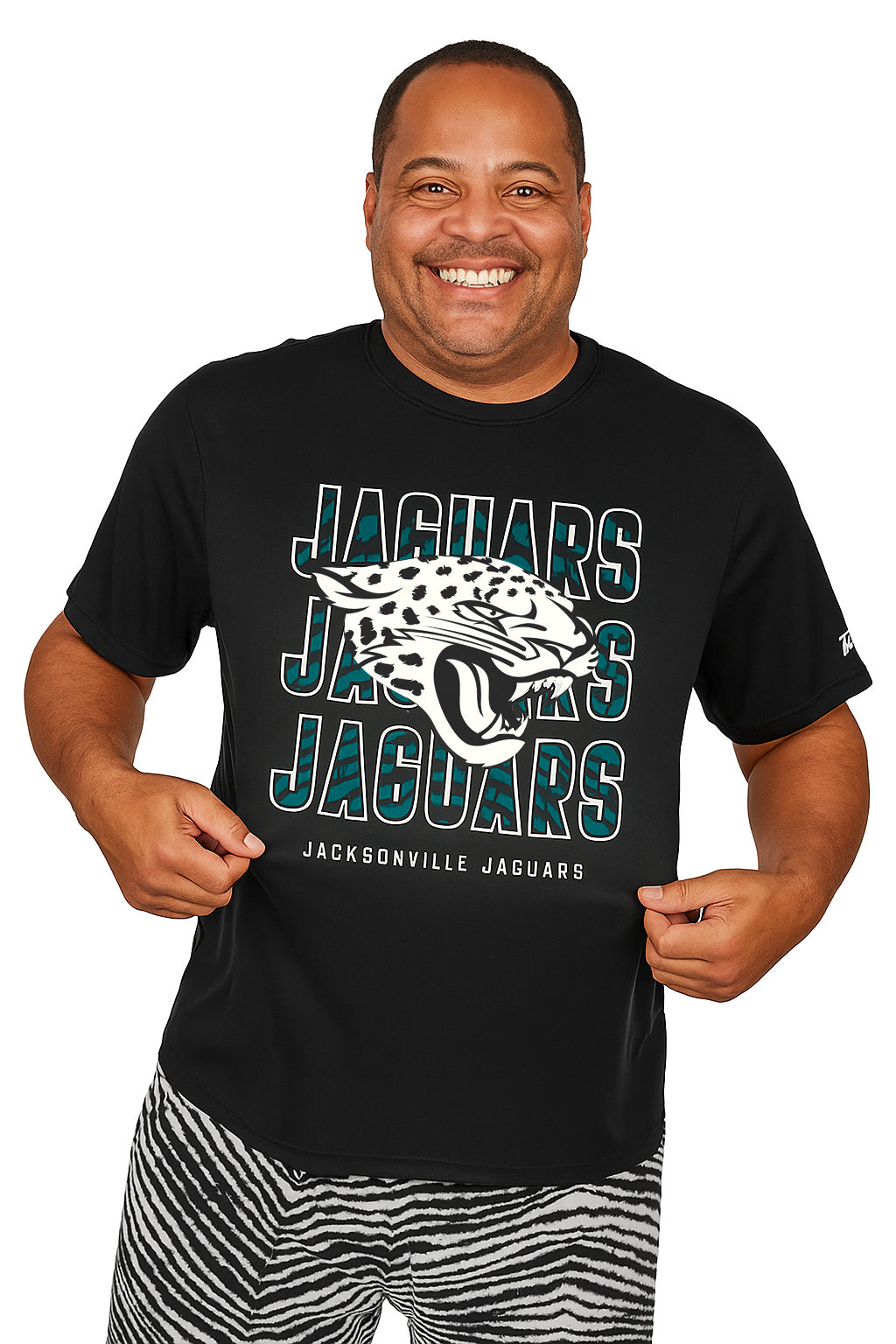 Zubaz NFL Men's Repeat Play Primary Team Color Short Sleeve T-Shirt, Jacksonville Jaguars