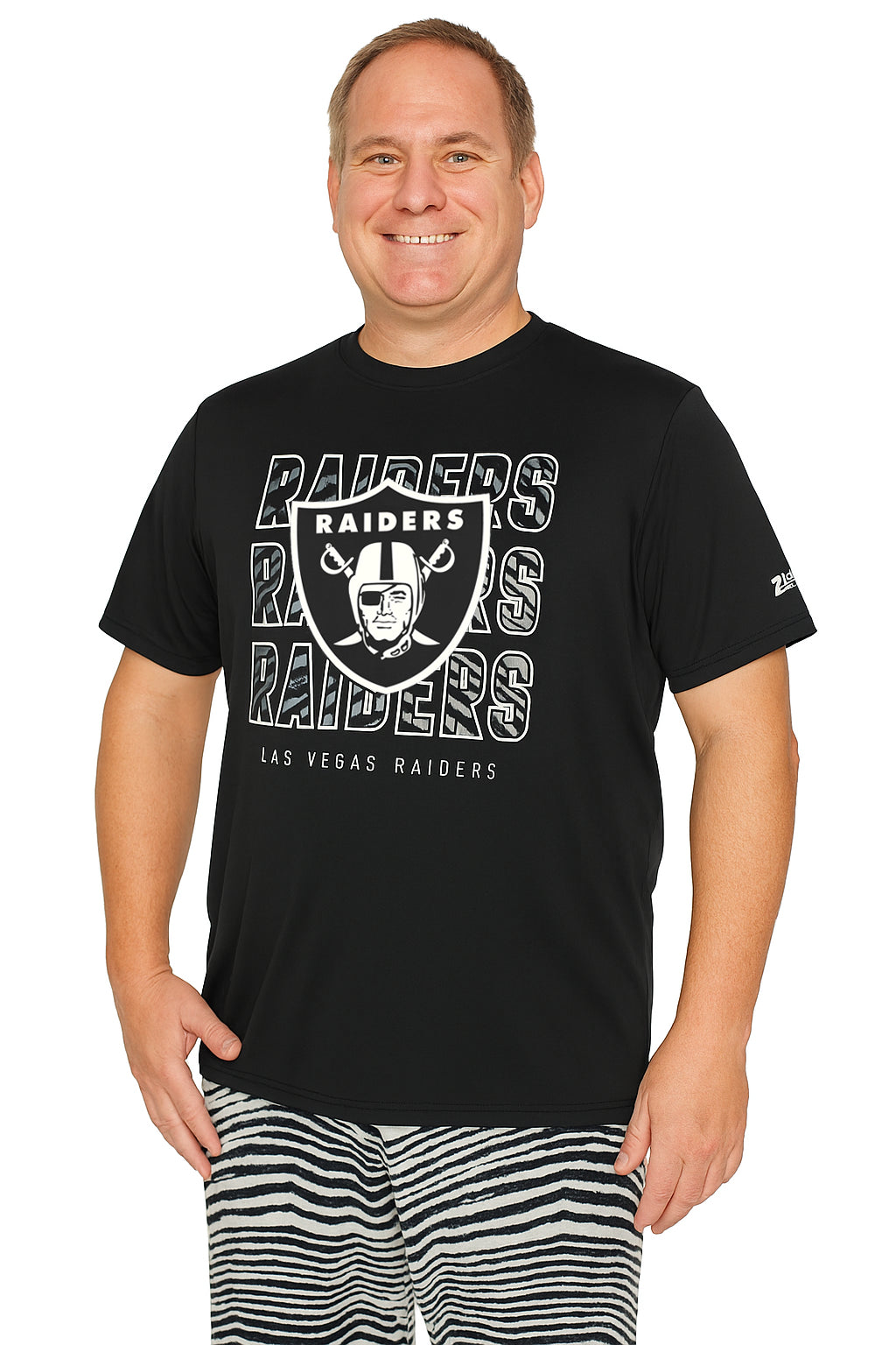 Zubaz NFL Men's Repeat Play Primary Team Color Short Sleeve T-Shirt, Las Vegas Raiders