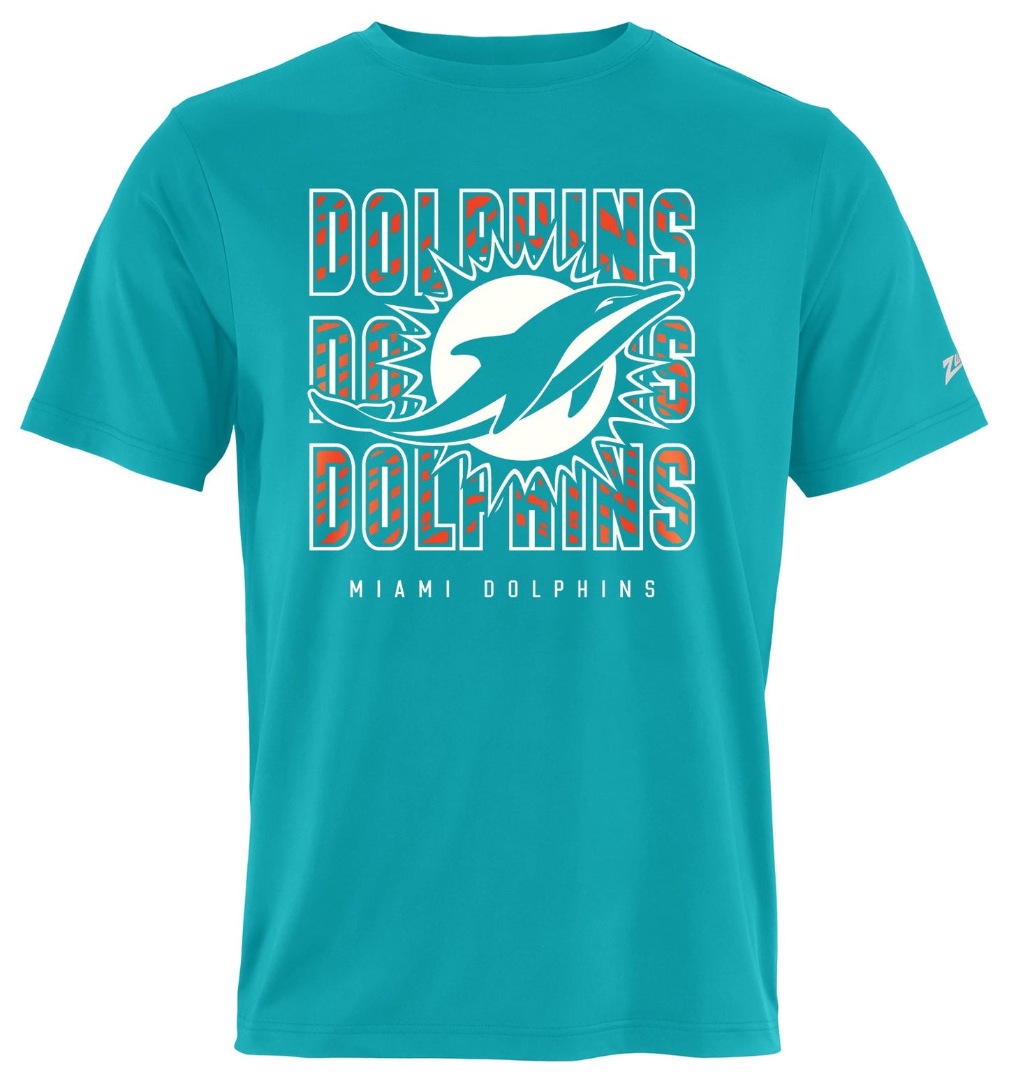 Zubaz NFL Men's Repeat Play Primary Team Color Short Sleeve T-Shirt, Miami Dolphins