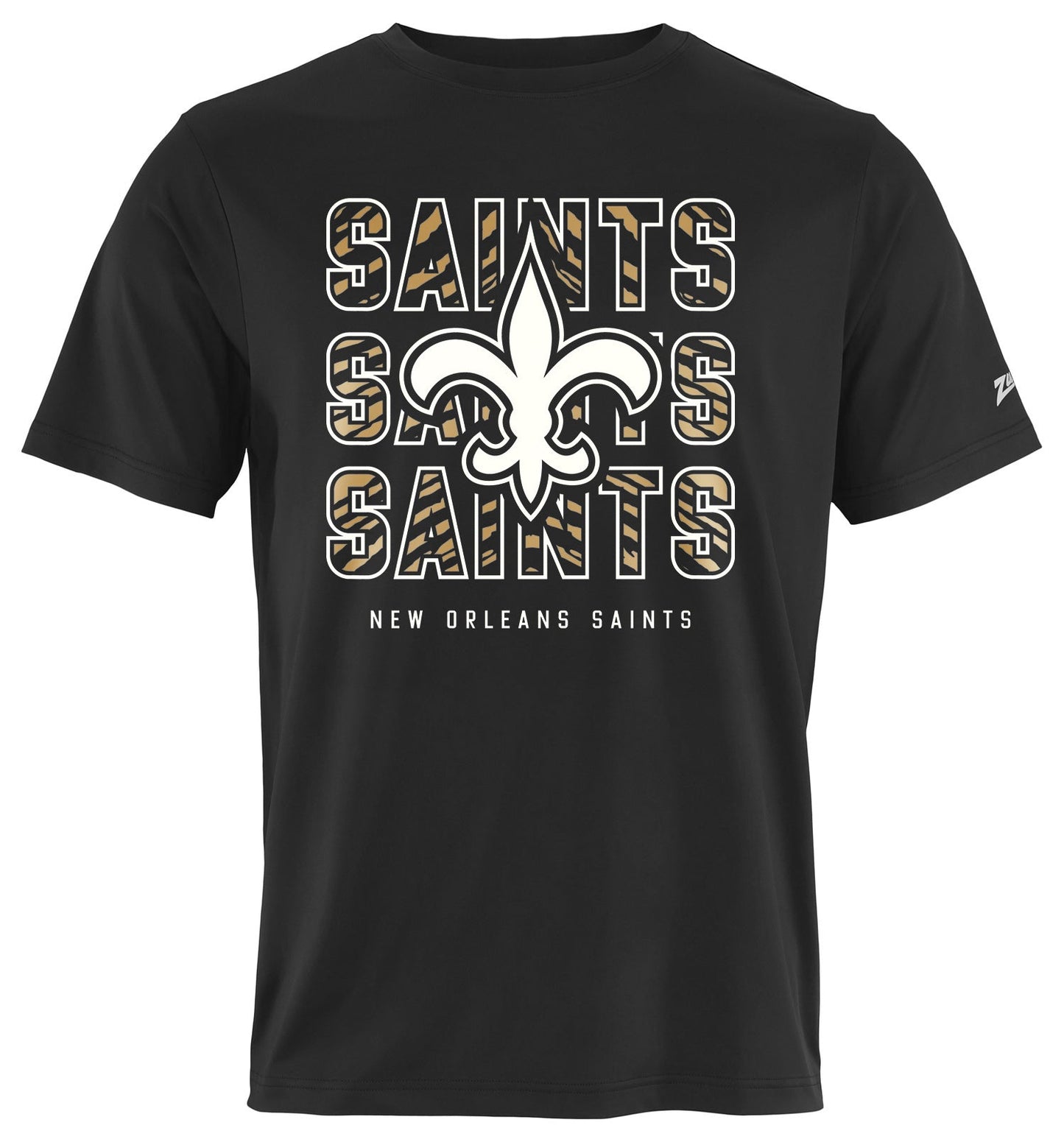 Zubaz NFL Men's Repeat Play Primary Team Color Short Sleeve T-Shirt, New Orleans Saints