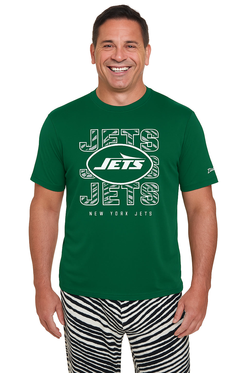 Zubaz NFL Men's Repeat Play Primary Team Color Short Sleeve T-Shirt, New York Jets