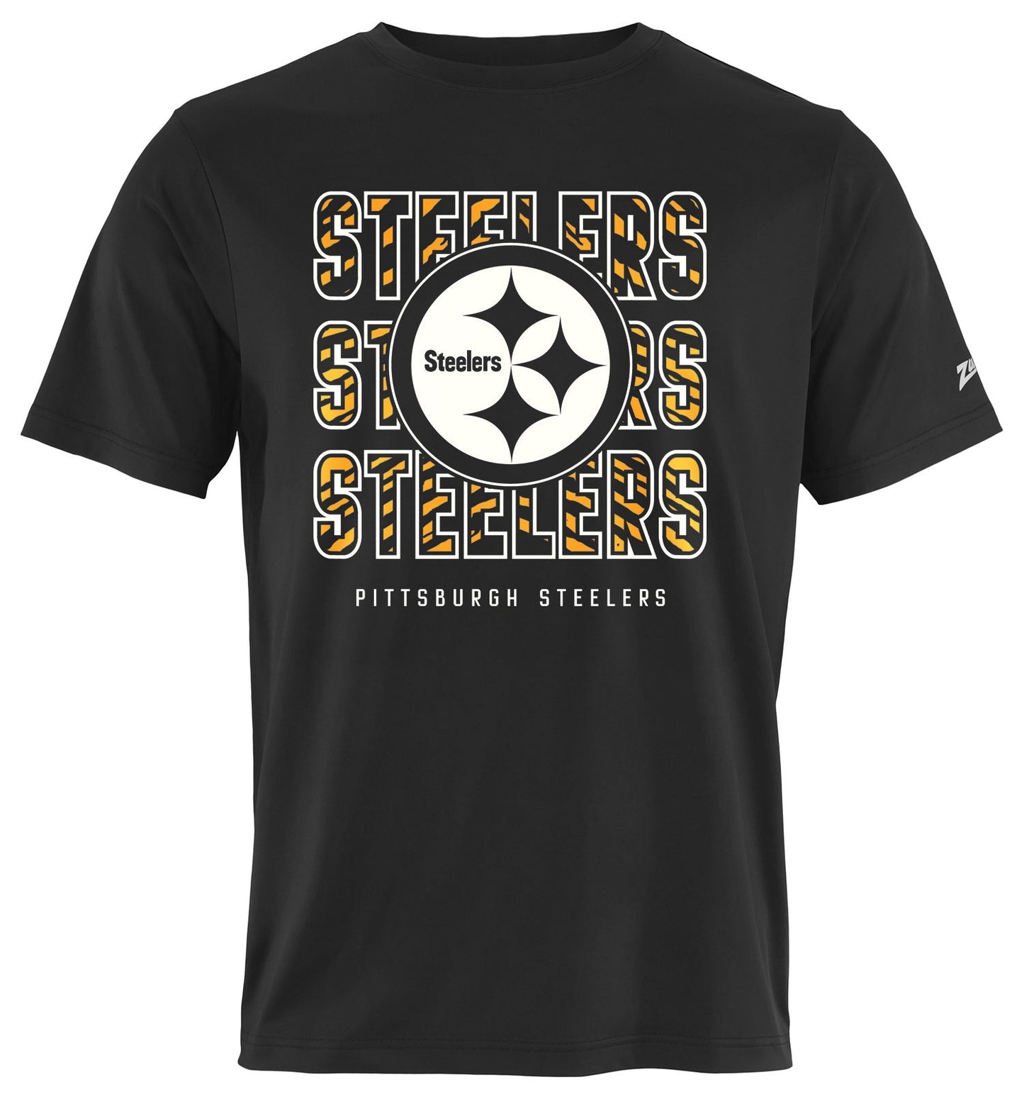Zubaz NFL Men's Repeat Play Primary Team Color Short Sleeve T-Shirt, Pittsburgh Steelers