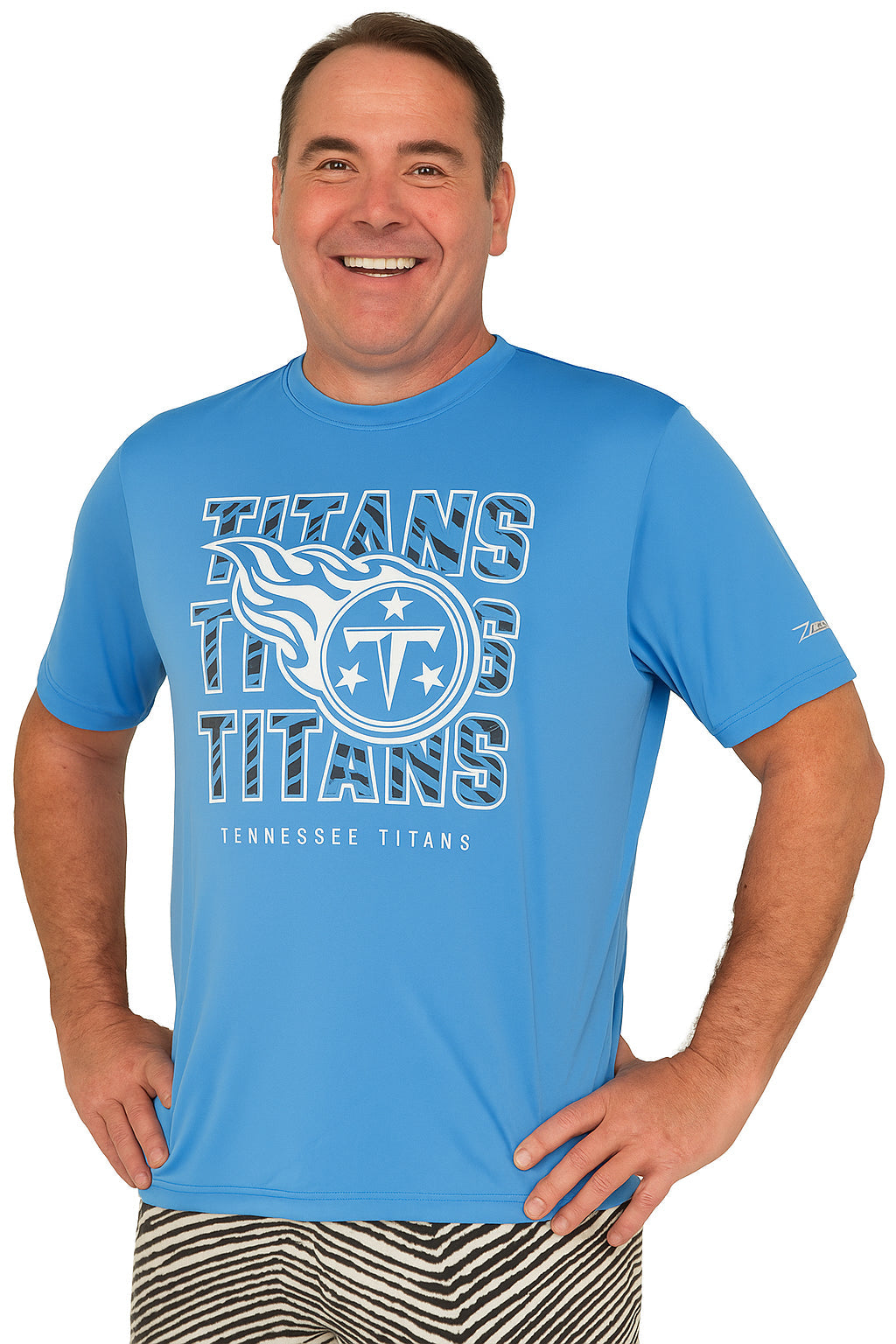 Zubaz NFL Men's Repeat Play Primary Team Color Short Sleeve T-Shirt, Tennessee Titans