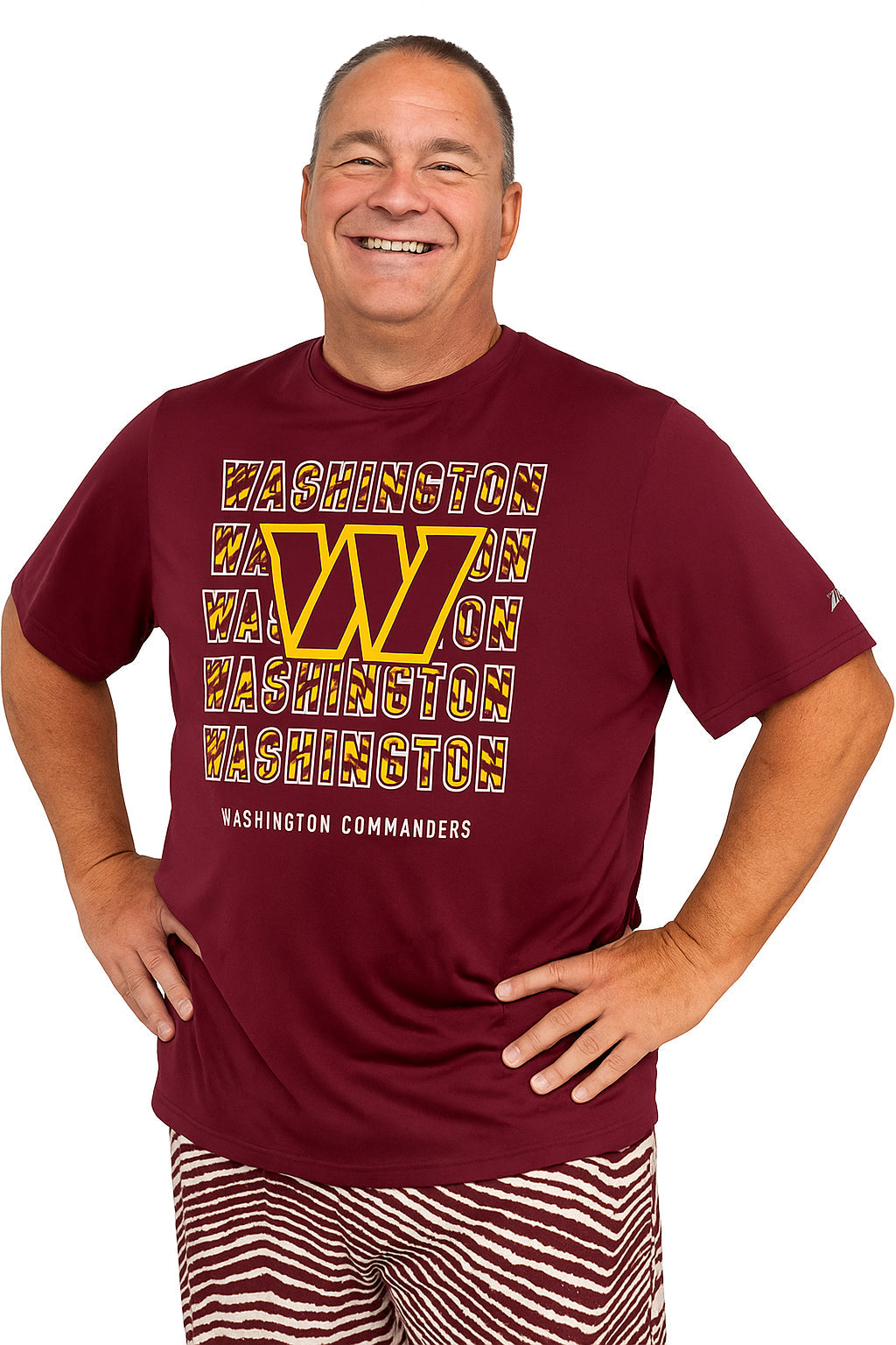 Zubaz NFL Men's Repeat Play Primary Team Color Short Sleeve T-Shirt, Washington Commanders