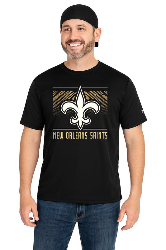 Zubaz NFL Men's Tunnel Primary Short Sleeve T-Shirt, New Orleans Saints