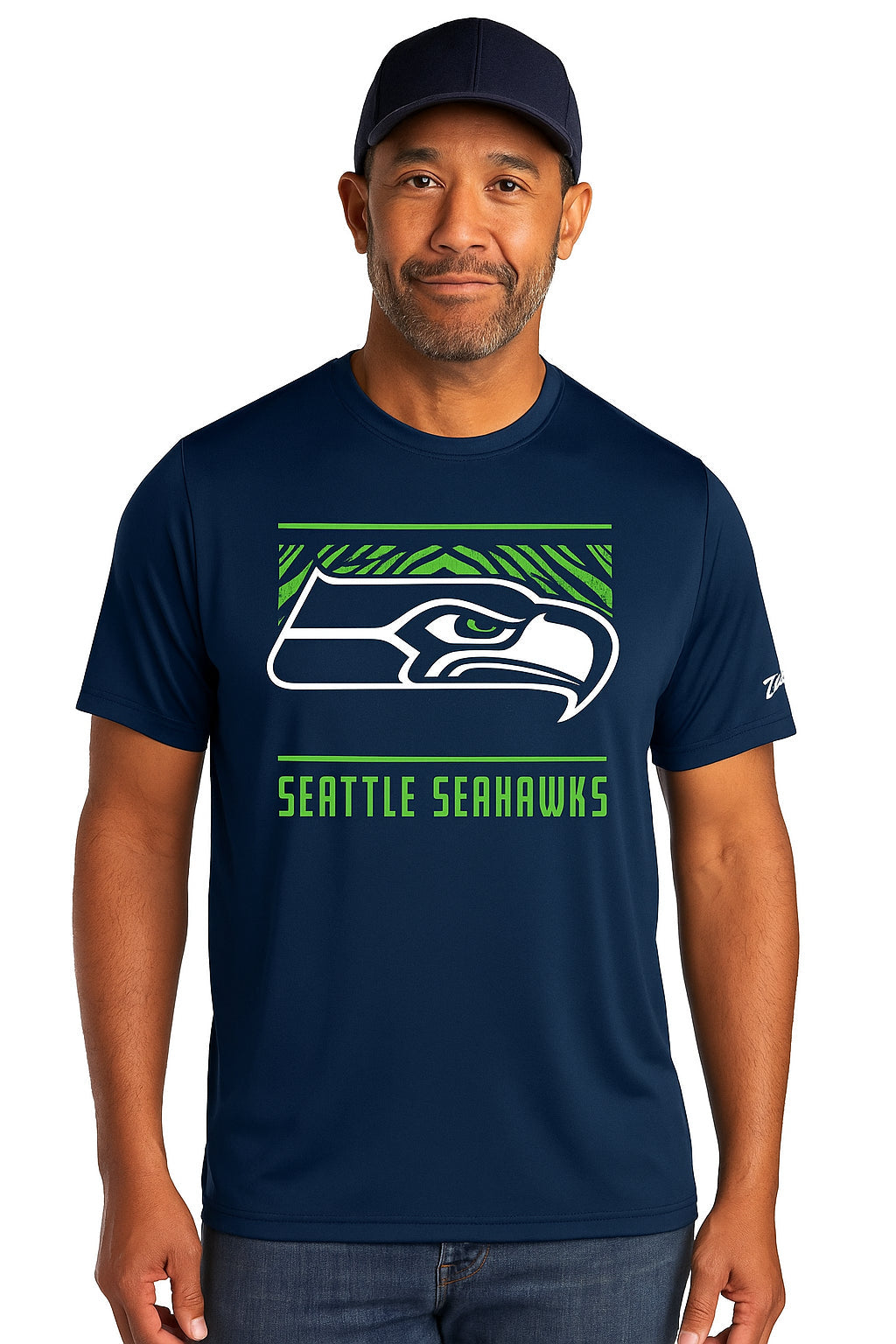 Zubaz NFL Men's Tunnel Primary Short Sleeve T-Shirt, Seattle Seahawks