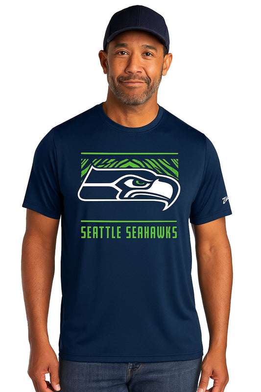 Zubaz NFL Men's Tunnel Primary Short Sleeve T-Shirt, Seattle Seahawks