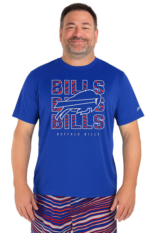 Zubaz NFL Men's Repeat Play Primary Team Color Short Sleeve T-Shirt, Buffalo Bills