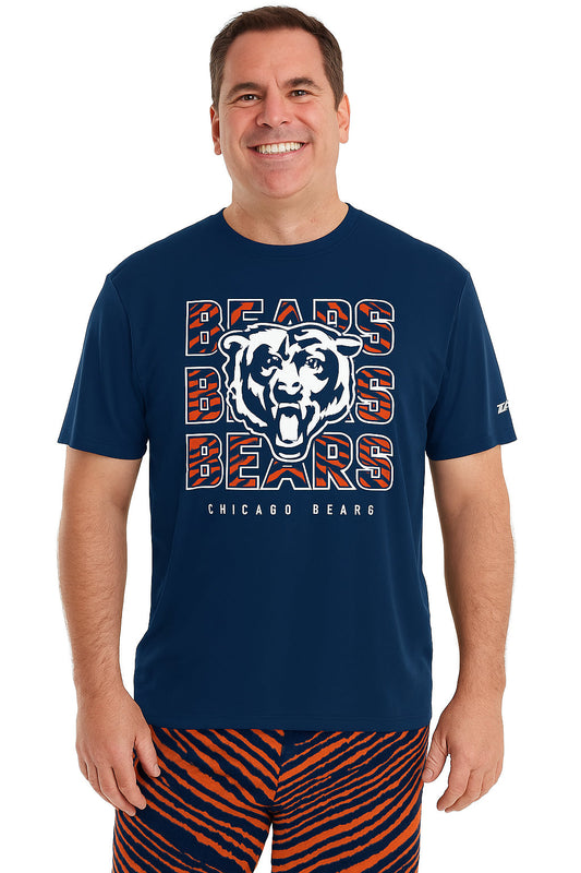 Zubaz NFL Men's Repeat Play Primary Team Color Short Sleeve T-Shirt, Chicago Bears