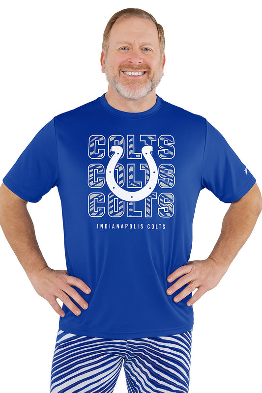 Zubaz NFL Men's Repeat Play Primary Team Color Short Sleeve T-Shirt, Indianapolis Colts
