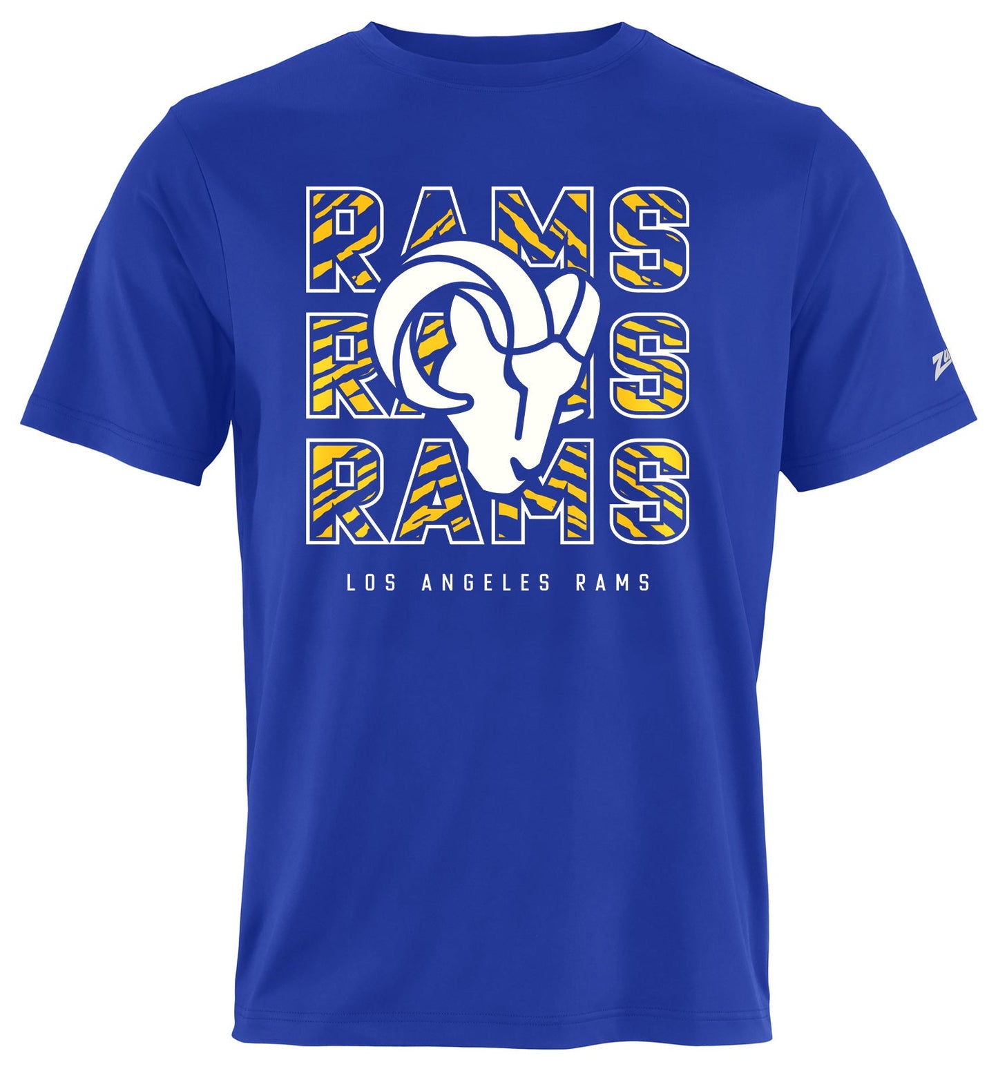 Zubaz NFL Men's Repeat Play Primary Team Color Short Sleeve T-Shirt, Los Angeles Rams
