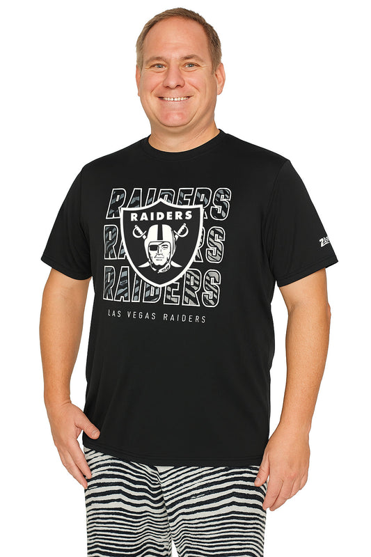Zubaz NFL Men's Repeat Play Primary Team Color Short Sleeve T-Shirt, Las Vegas Raiders