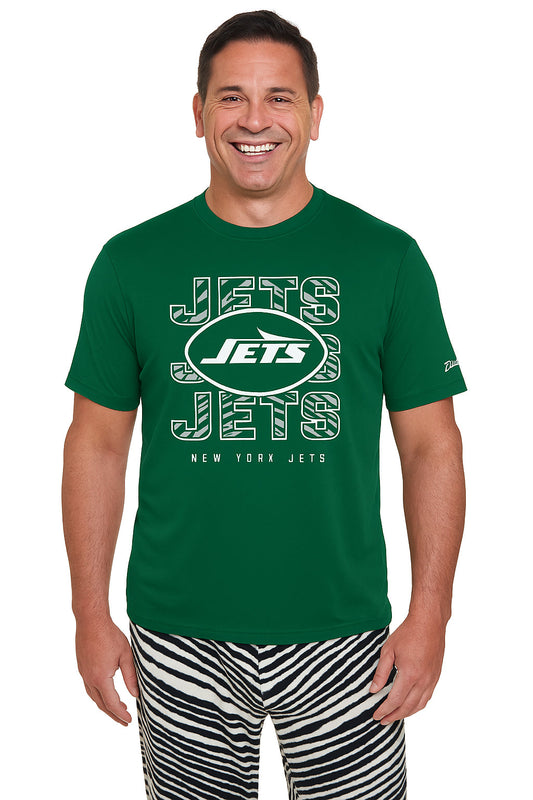 Zubaz NFL Men's Repeat Play Primary Team Color Short Sleeve T-Shirt, New York Jets