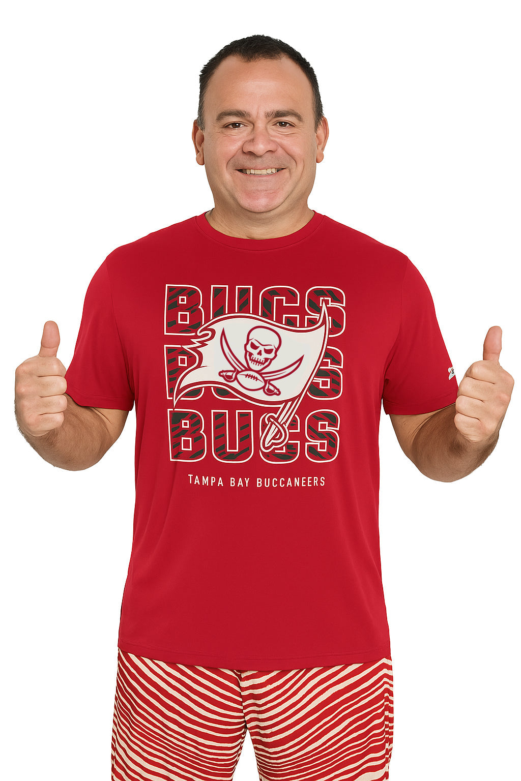 Zubaz NFL Men's Repeat Play Primary Team Color Short Sleeve T-Shirt, Tampa Bay Buccaneers
