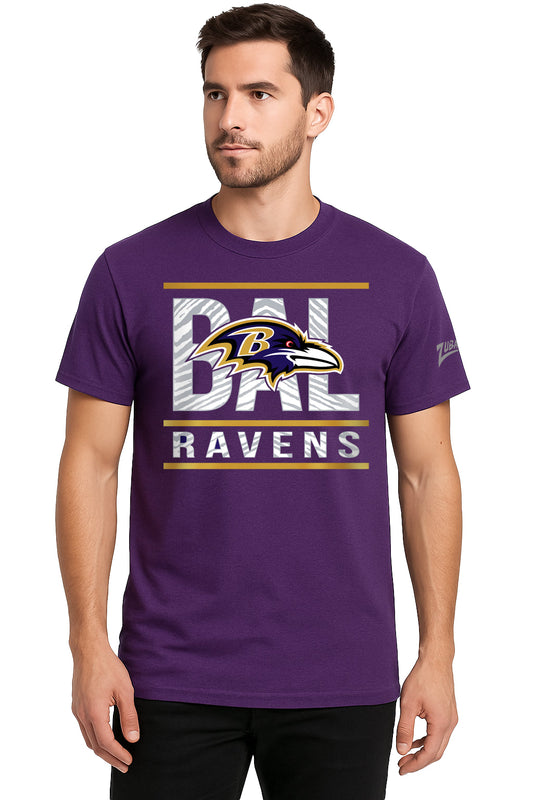 Zubaz NFL Men's Goal Line Team Color Short Sleeve T-Shirt, Baltimore Ravens