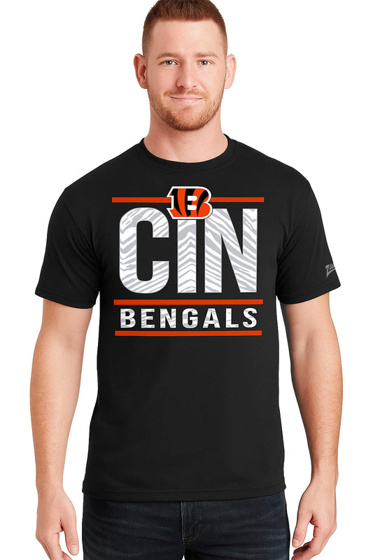 Zubaz NFL Men's Goal Line Team Color Short Sleeve T-Shirt, Cincinnati Bengals