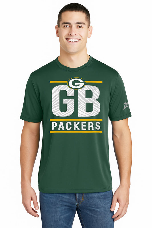 Zubaz NFL Men's Goal Line Team Color Short Sleeve T-Shirt, Green Bay Packers