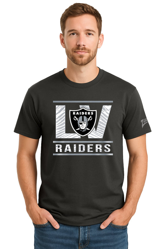 Zubaz NFL Men's Goal Line Team Color Short Sleeve T-Shirt, Las Vegas Raiders
